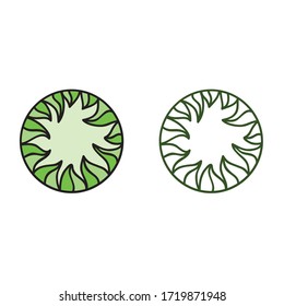 Bonito elemento decorativo circular. Hojas verdes. Ilustración del vector