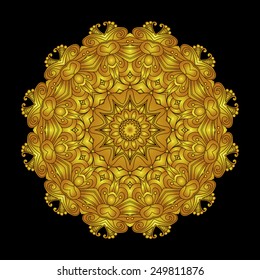 Beautiful round pattern. Golden rosette.