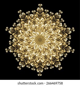 Beautiful round pattern. Golden rosette.