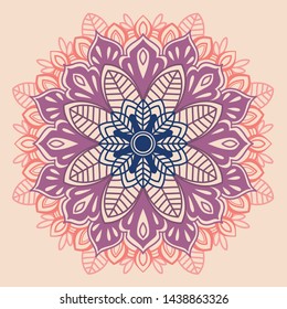 Beautiful round pattern, mandala with floral elements in indian style, vector illustration