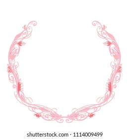 Beautiful round pink vector floral frame or border isolated on white