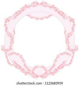 Beautiful round pink vector floral frame or border isolated on white