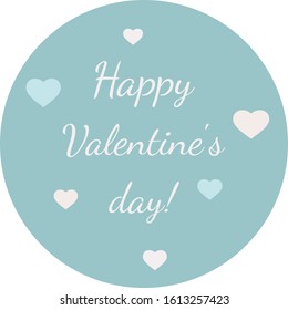 Beautiful round postcard in blue and gray shades with hearts
Happy Valentine's Day! Romantic greetings. Decoration for the holiday of love. 
Vector illustration