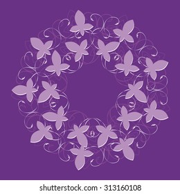 Beautiful round purple pattern of plant elements