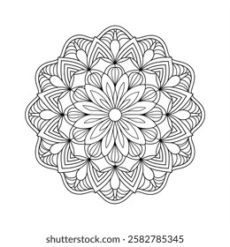 Beautiful round shape mandala design, coloring page