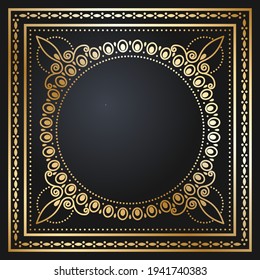 Beautiful round and square golden frame. Festive design. Vintage gold border. Vector illustration EPS10