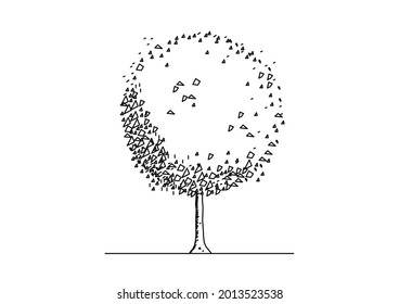 Beautiful round tree sketch vector design