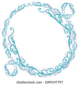 Beautiful round winter vector floral frame or border isolated on white
