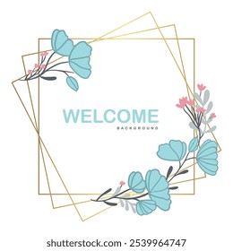 Beautiful rounded flower design background featuring a welcoming 'Welcome' message at the center. Delicately crafted, this floral pattern adds elegance and charm, making it perfect for decor, invites,