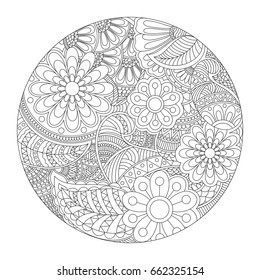 Beautiful rounded Mandala design with ethnic floral pattern, Vintage decorative element for coloring book.