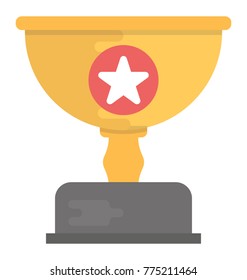 A beautiful rounded trophy cup with star flat icon