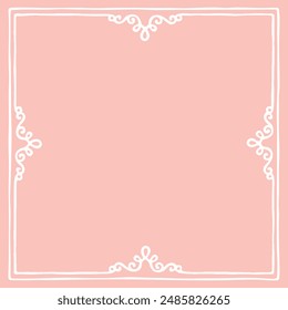 Beautiful royal regal vintage frame border in bold outline hand drawing illustration style