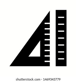 Beautiful ruler and set square glyph black icon