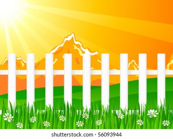 Beautiful rural landscape view. Vector illustration.