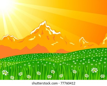 Beautiful rural landscape view. Vector illustration.