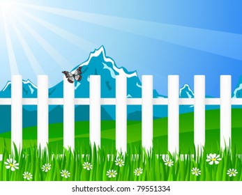 Beautiful rural landscape view. Vector illustration.