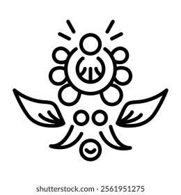 Beautiful russian flower icon in linear style 