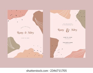 Beautiful rustic wedding invitation with boho template