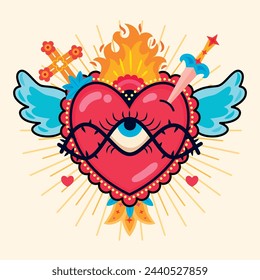 Beautiful Sacred Heart Vector Illustration