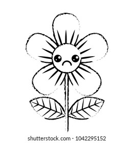 beautiful sad flower kawaii cartoon