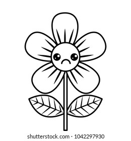beautiful sad flower kawaii cartoon