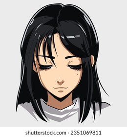 Beautiful sad girl avatar flat vector