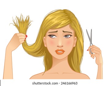 Sad girl cutting hair Images, Stock Photos & Vectors | Shutterstock