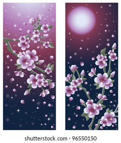 Beautiful Sakura banners, vector illustration