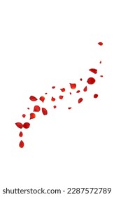 Beautiful Sakura Beauty Vector White Background. Flying Blossom Banner. Delicate Flower Fly Illustration. Red Peach Tender Frame.