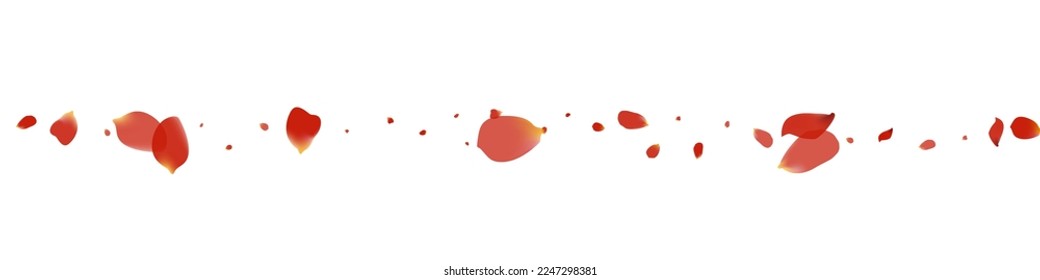 Beautiful Sakura Blur Vector White Panoramic Background. Japan Rose Pattern. Red Lotus Tender Poster. Delicate Flower Summer Frame.
