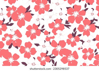beautiful Sakura. Seamless pattern. Pink Cherry blossom branches vector 02