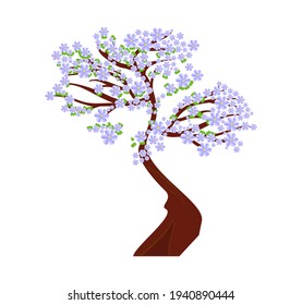 Beautiful sakura tree in full bloom, vector illustration