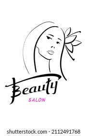 Beautiful salon woman logo template for beauty or hair or salon, cosmetic procedures, spa center.