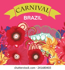 Beautiful samba dancer and flowers invitation design . Eps 10.