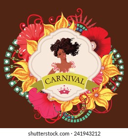 Beautiful samba dancer and flowers invitation design . Eps 10.