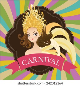 Beautiful samba dancer and flowers invitation design . Eps 10.