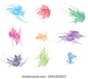 Beautiful same watercolor splash brushes. Set of same brushes