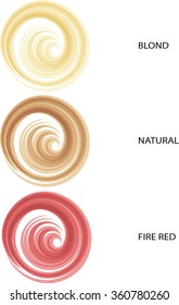 Beautiful samples curls blond hair, natural, red. Vector EPS 10