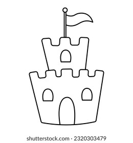 Beautiful sand castle for playing on the beach. Doodle simple clipart. All colors are repainted.