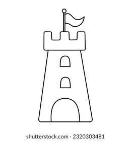Beautiful sand castle for playing on the beach. Doodle simple clipart. All colors are repainted.