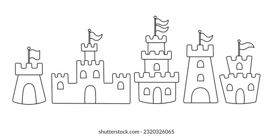 Beautiful sand castle for playing on the beach. Doodle simple clipart. All colors are repainted.