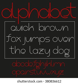 Beautiful sans serif font in lowercase. Elegant rounded letters isolated on black background. Vector illustration.