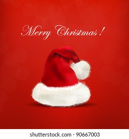 Beautiful Santa Claus hat on red background