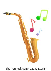 Beautiful saxophone on white background. Vector illustration