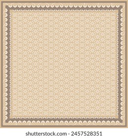 Beautiful scarf pattern design with elegant ornament motif on brown
