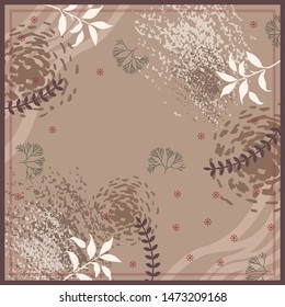 Beautiful scarf pattern with floral element on brown color. Hijab design