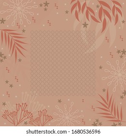 beautiful scarf pattern with leaf and ornament design