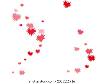 Beautiful scattered hearts confetti valentine background. Creative wedding decor design. Bright hearts love emotion symbols isolated on transparent background. Birthday simple decor.