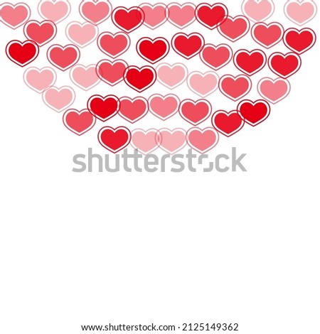 Beautiful scattered hearts confetti vector illustration. Abstract wedding decor design. Bright hearts love pleasure symbols isolated on transparent background. Birthday sweet decor.
