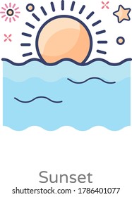 A beautiful scene of beach sunset icon